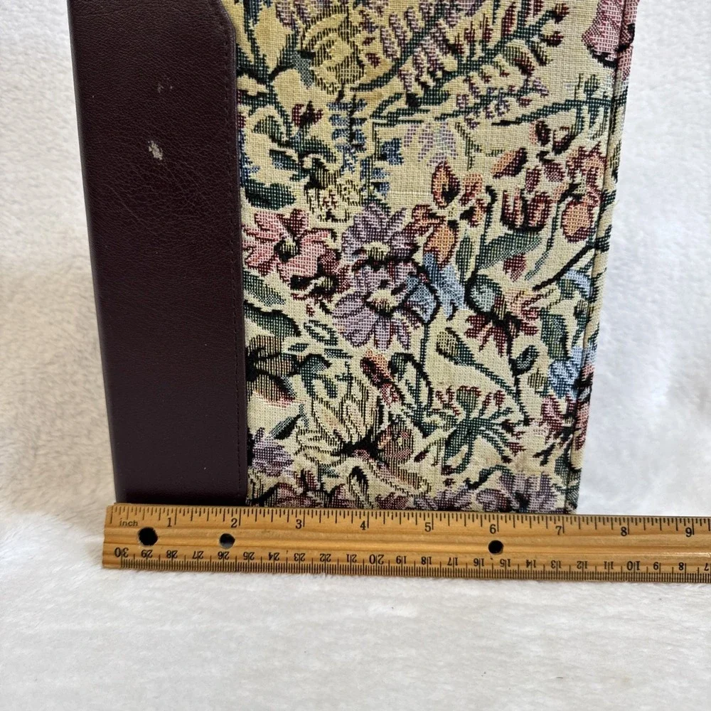 Vintage Floral Tapestry Photo Album Faux Leather Spine Burgundy 7x9